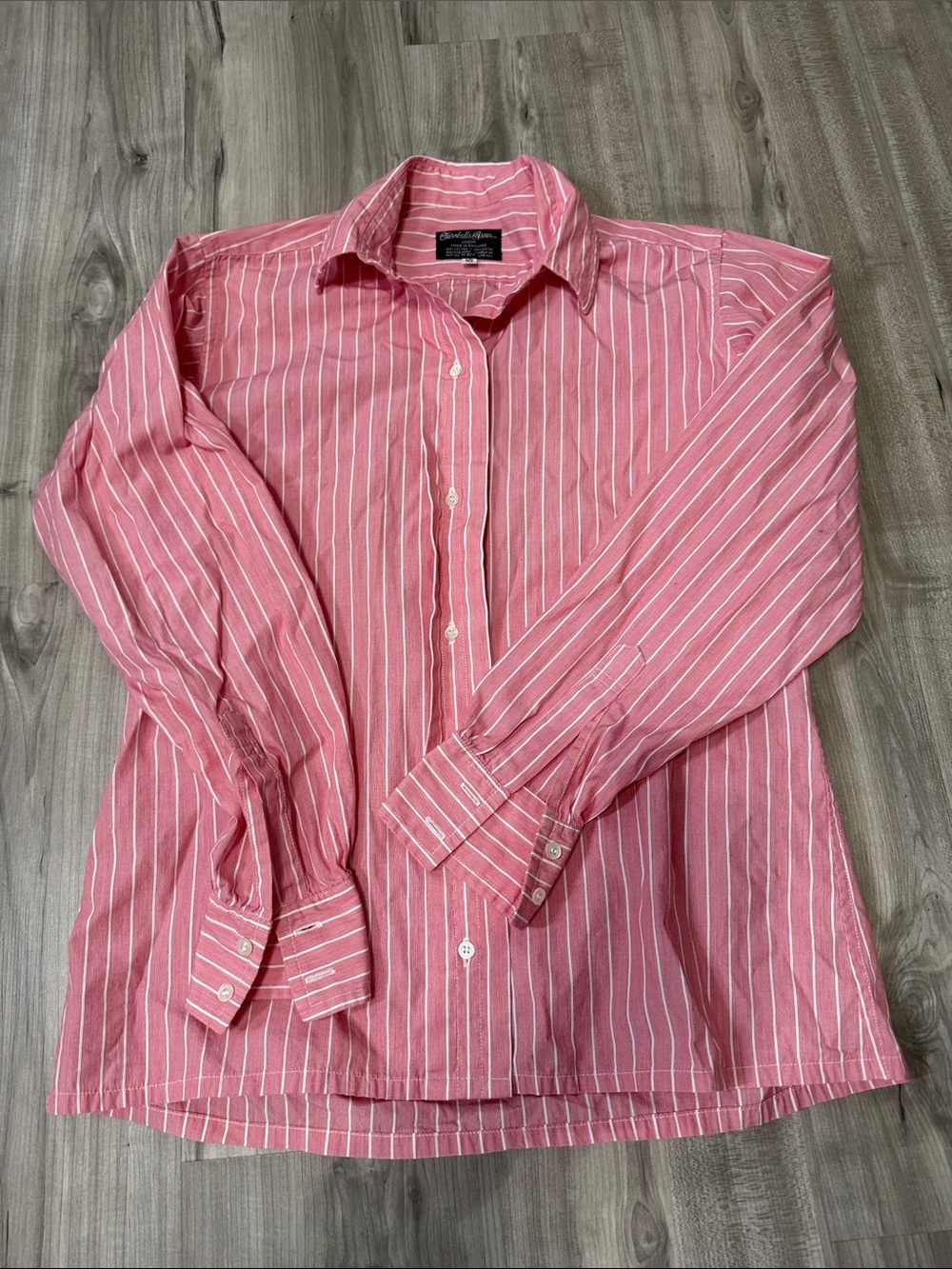 Turnbull & Asser Coral Pink and White Striped Button-Down Shirt